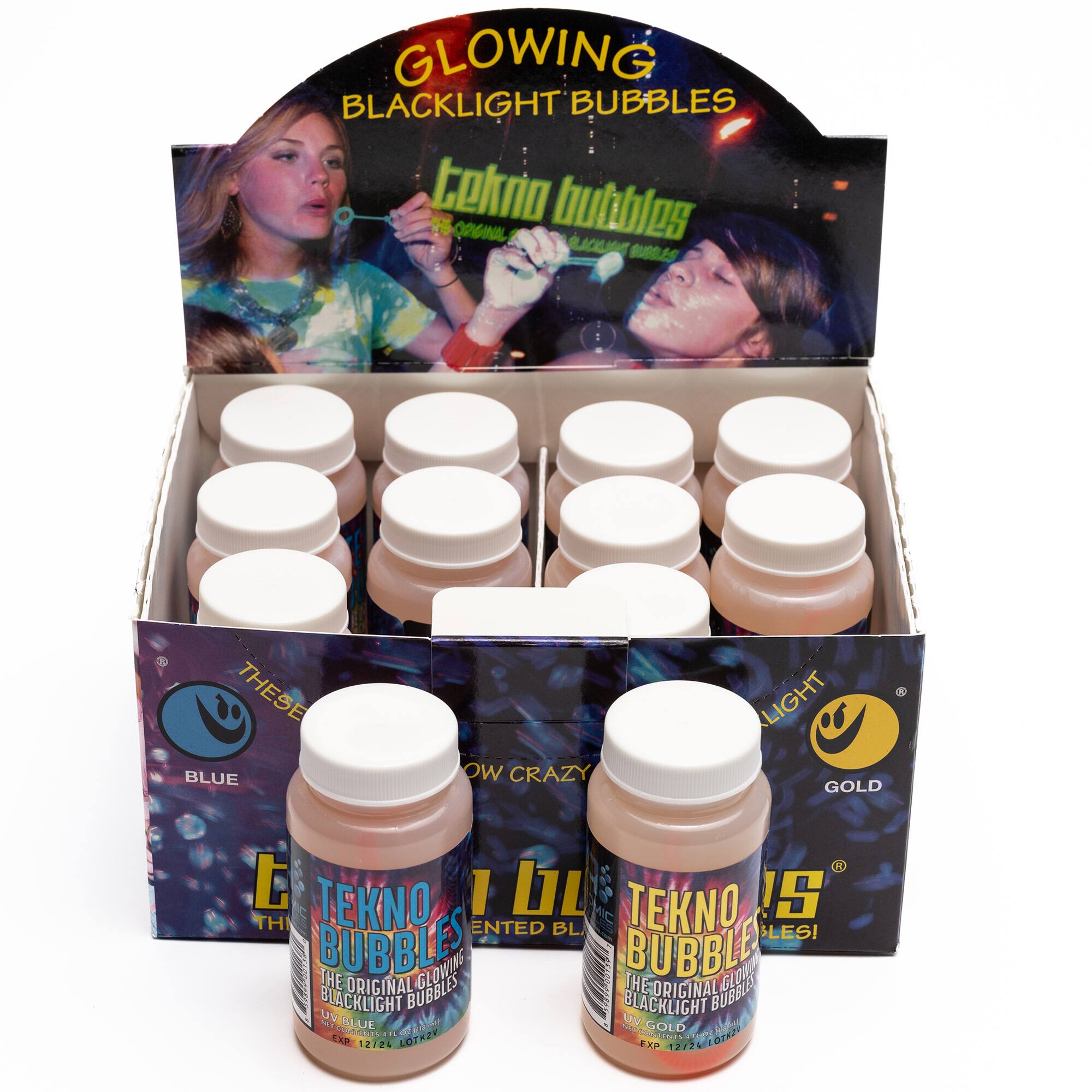 Atomic Bubbles 4oz. Blue & Gold Tekno Bubbles, 12ct.